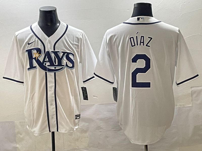 Men 2025 Tampa Bay Rays #2 Diaz White Game Nike MLB Jersey style 1